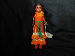 11'' ORIGINAL CDA NATIVE LADY DOLL LONG  LEATHER DRESS, BOW, TAG